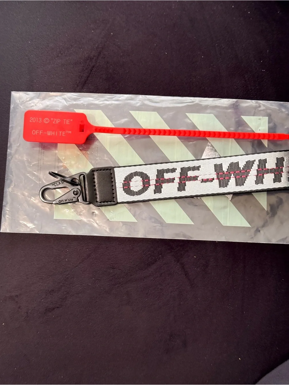 Off-White Black & White Logo Strap with Red Tag Accent